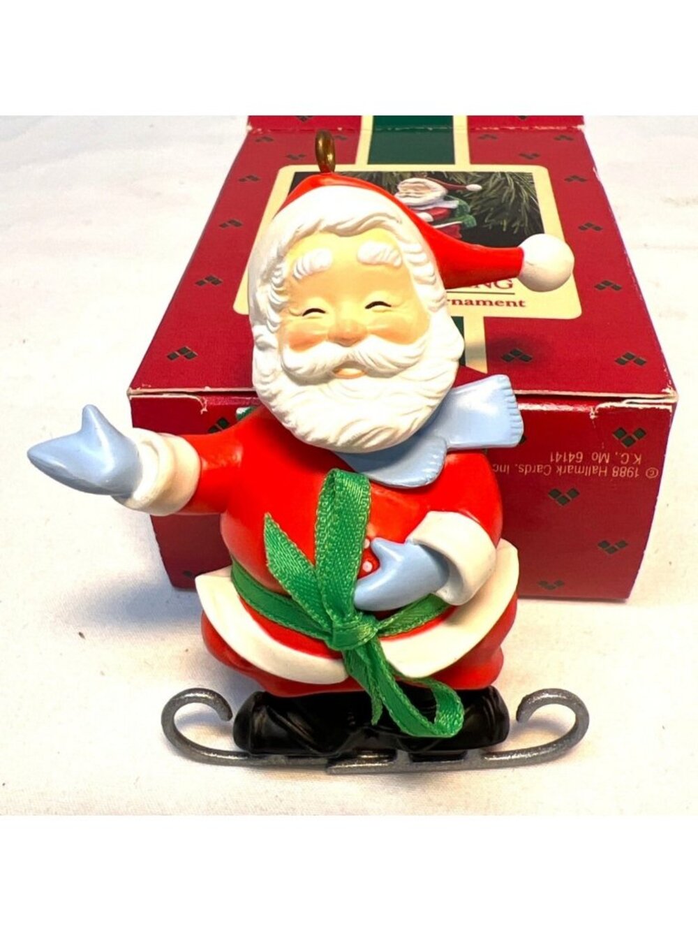 Hallmark Soft Landing Santa Handcrafted Christmas Ornament With Box 1988